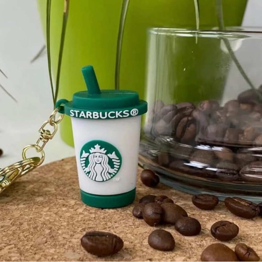 Starbucks Keyring Silicone Accessory Green/White Strap for coffee Enthusiast NWT - Picture 2 of 4